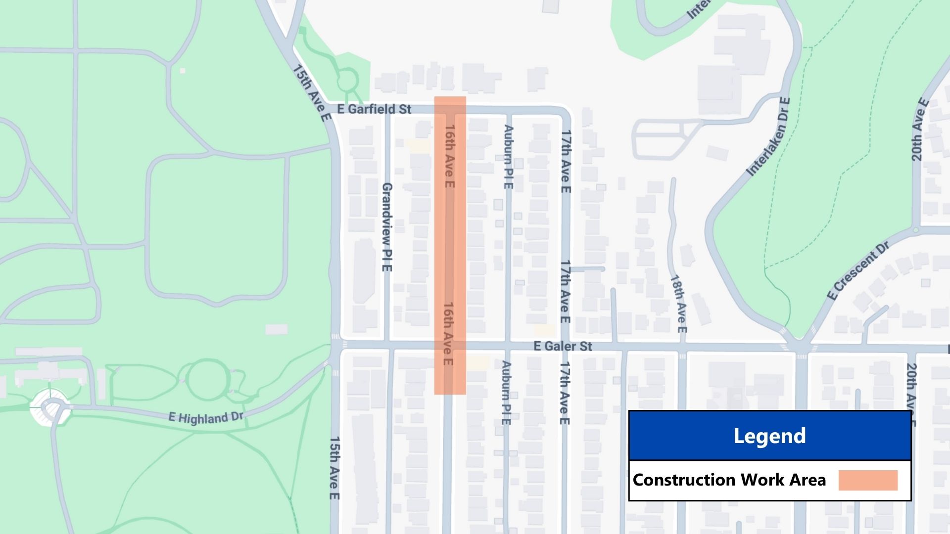1500 Block of 16th Avenue East Map of Streetlight Repairs Project