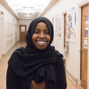 Ikra, a volunteer at the court's Community Resource Center