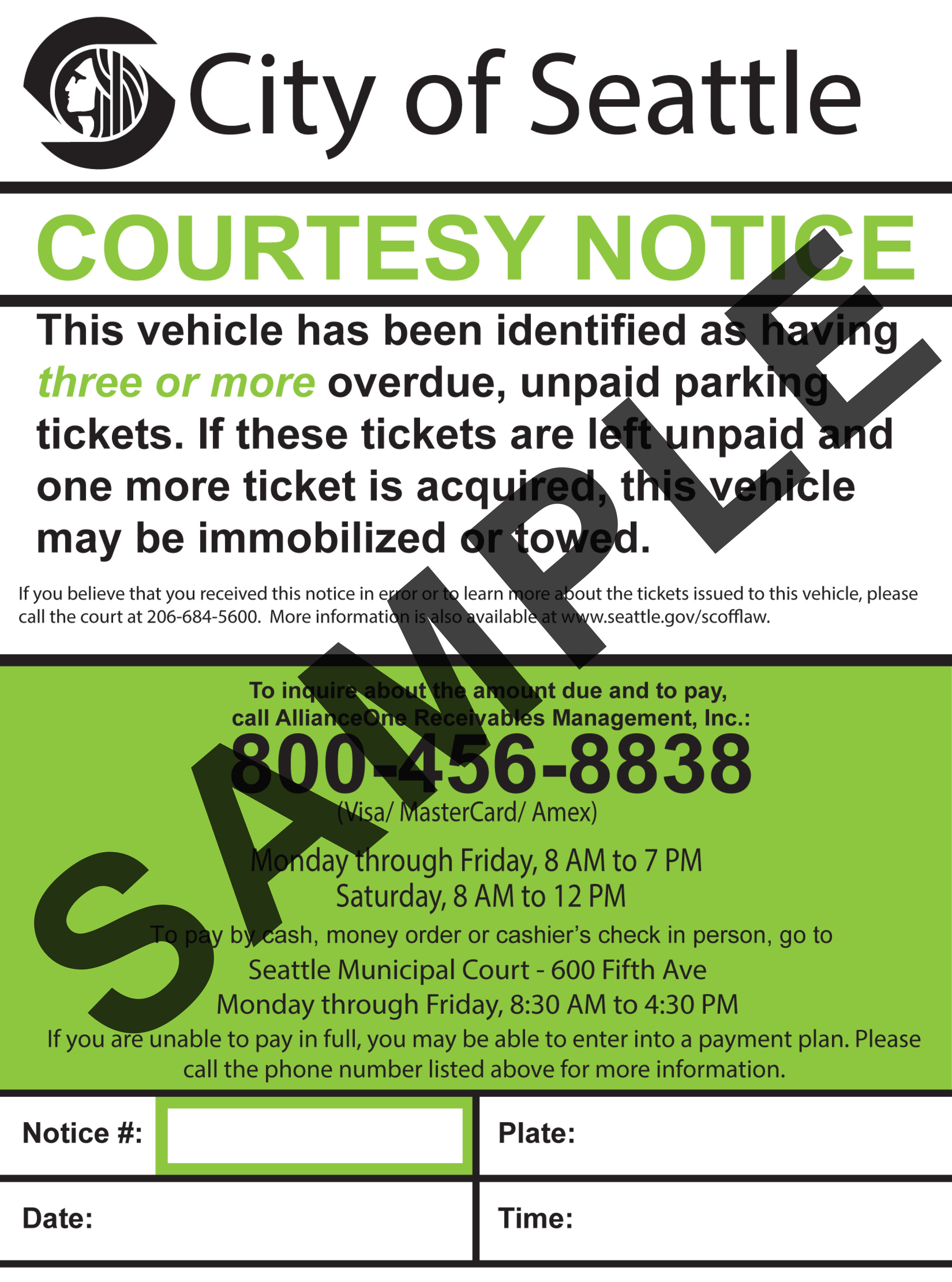 Sample of Courtesy notice