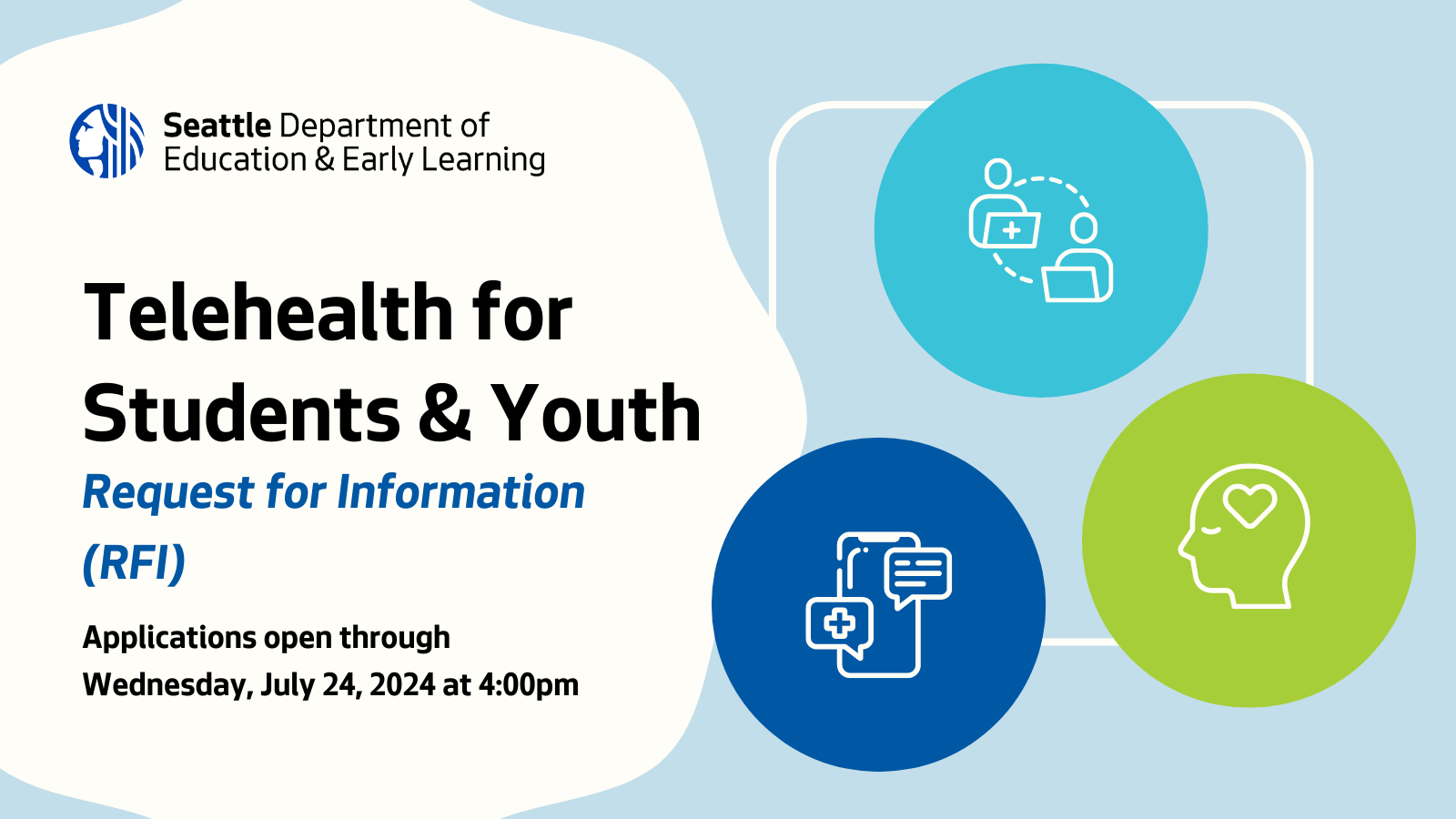 Banner announcing the 2024 Telehealth for Students & Youth RFI