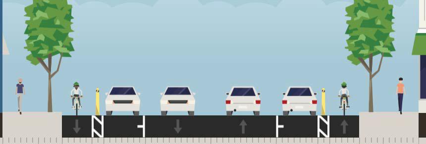 Cross section of proposed Phase 2 Eastlake Ave PBLs, looking north.