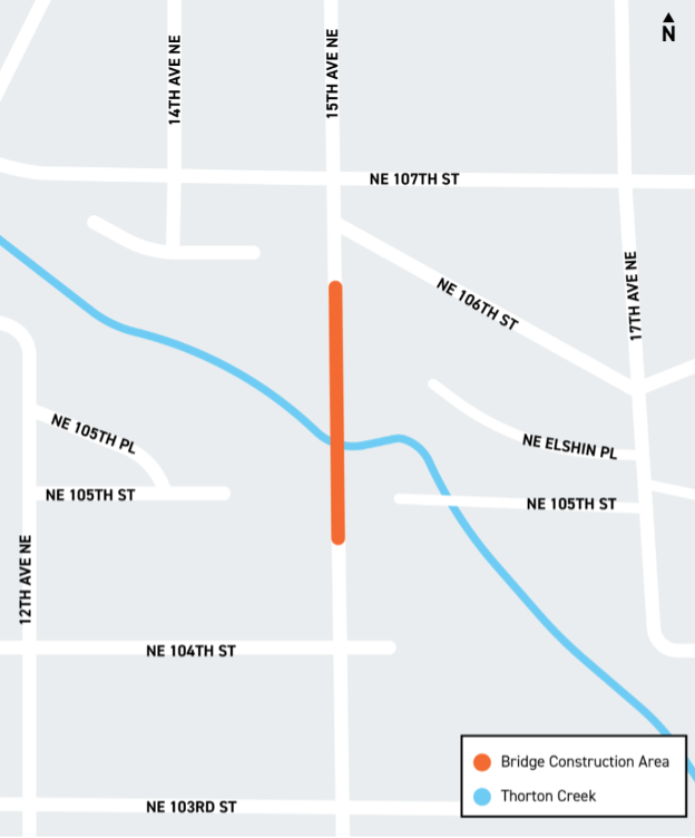 15th Ave NE & NE 105th St Bridge project area