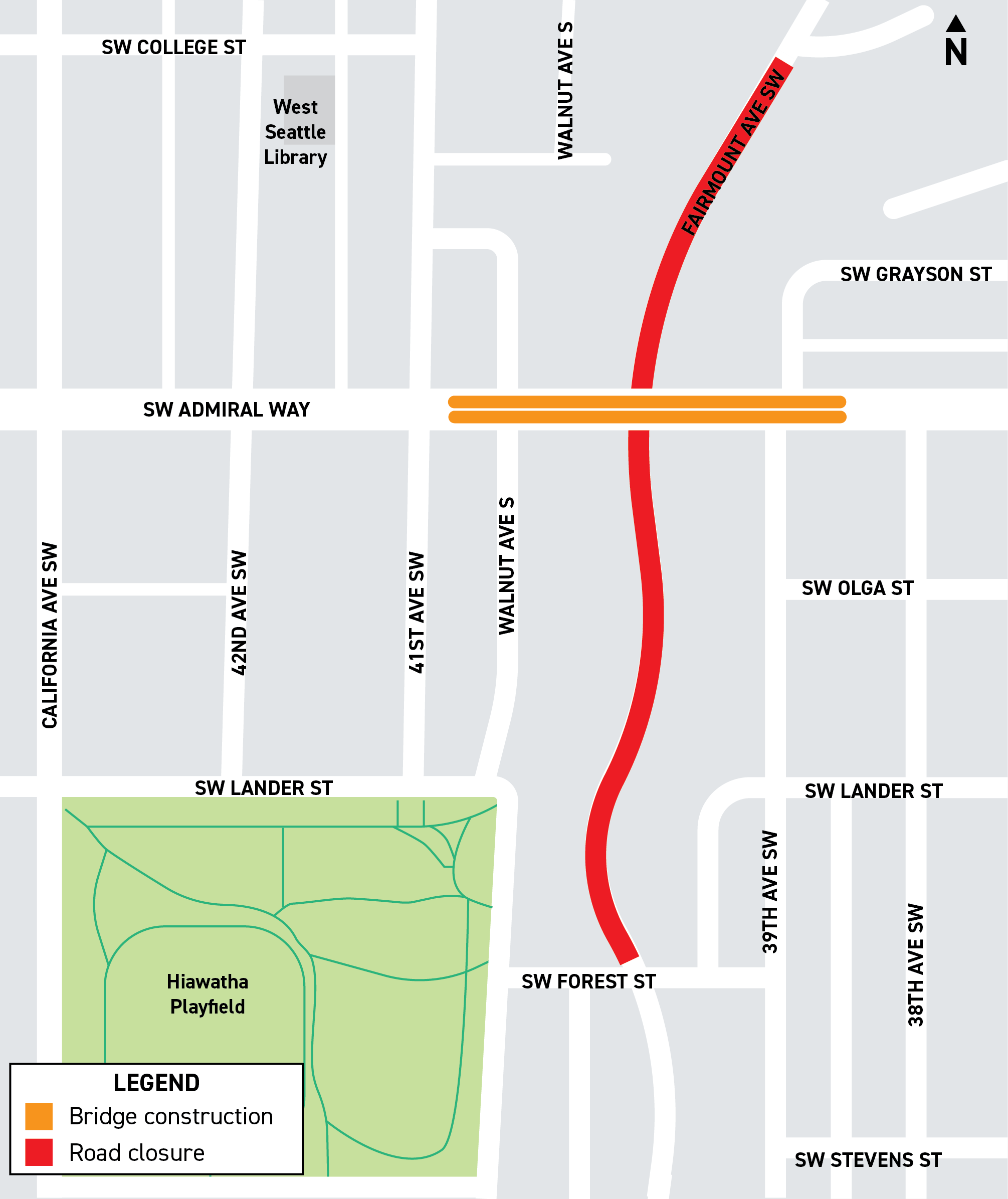Admiral Way BSR Overview map showing cloures