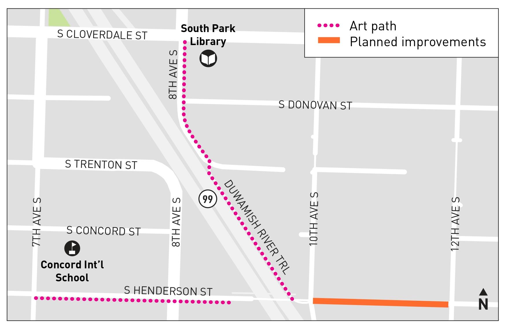 Image shows location of design elements on a map.