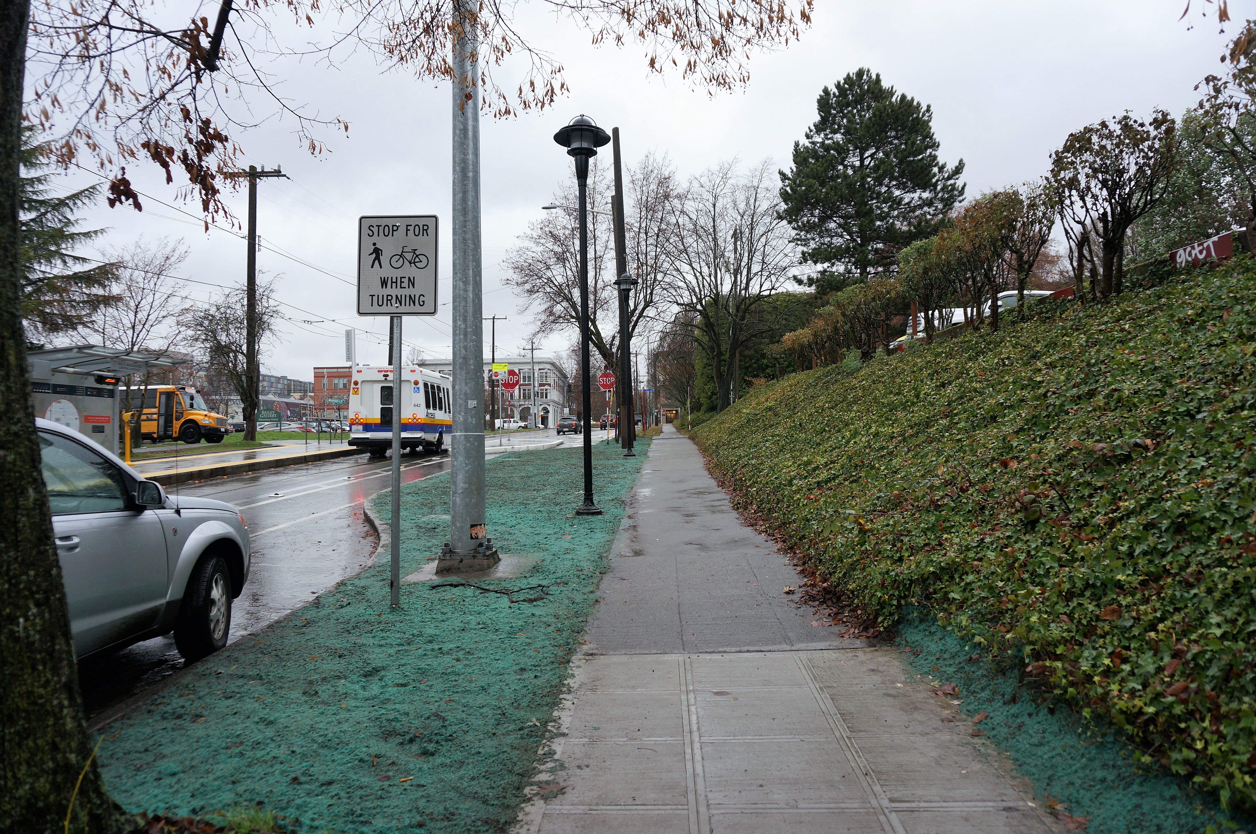 New street lighting and landscape plantings at S Washington Street and 14th Ave S.