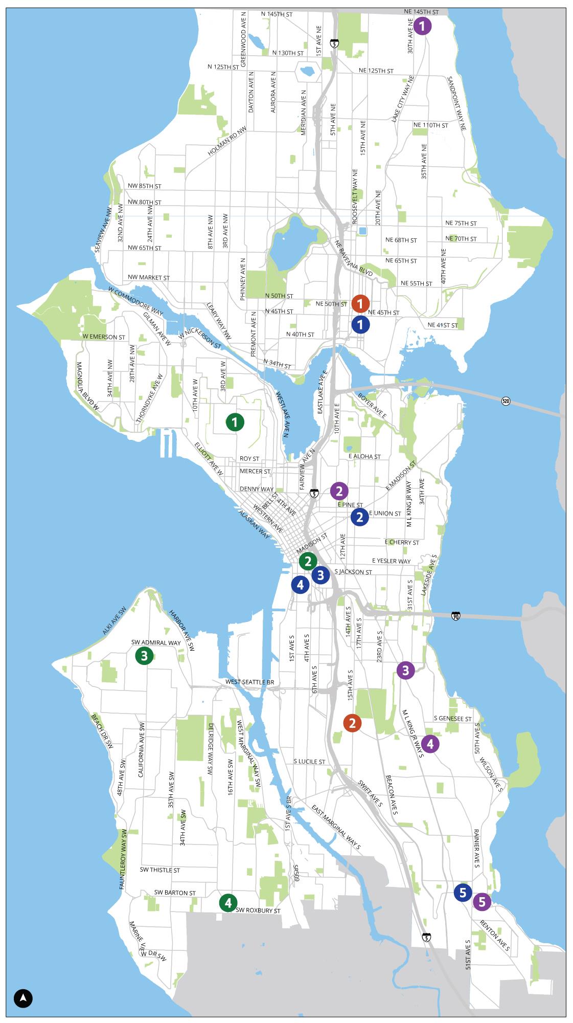 Map of current projects. Refer to list for information.