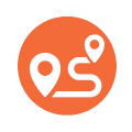 Icon of a route against an orange background