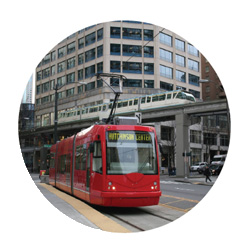 Streetcar in downtown Seattle