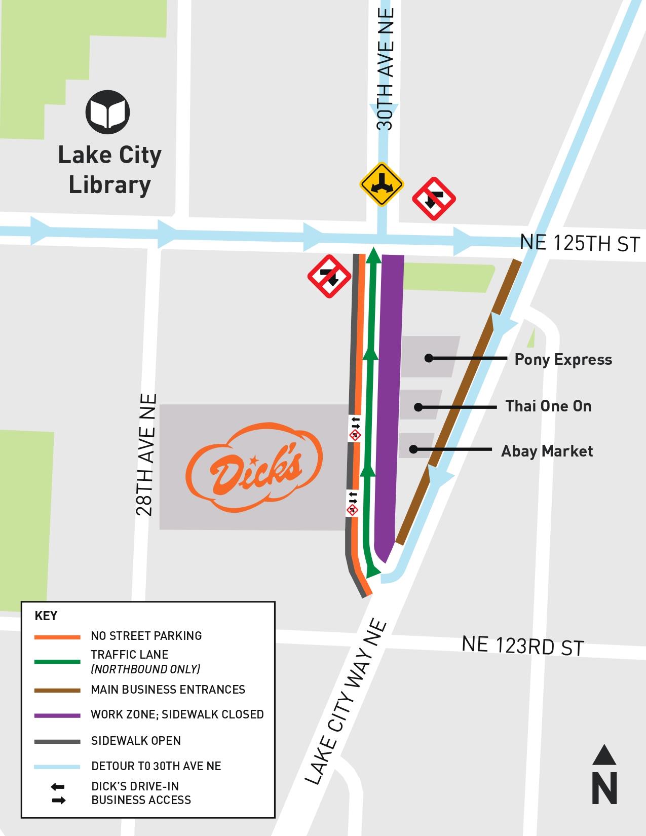 30th Ave NE Construction Detour Map