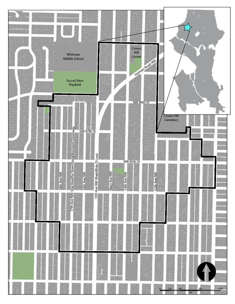 Map of Crown Hill Drainage and Sewer Plan project area.