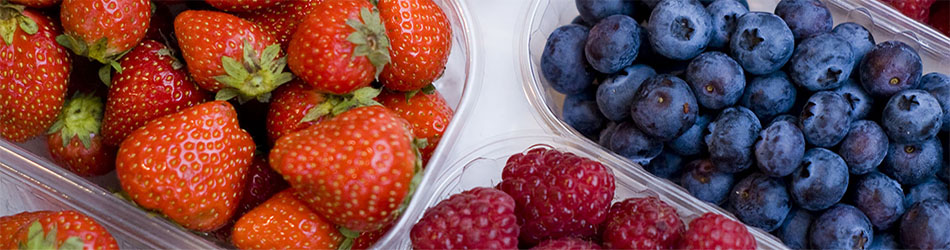 Fresh strawberries, raspberries, and blueberries