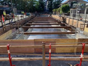 Photo of construction in progress of the wastewater storage tank.