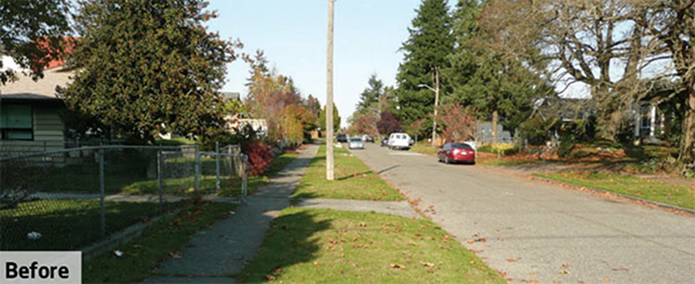 Street before natural drainage system.