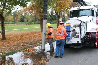 A plush toy salmon and drain stencil kit.