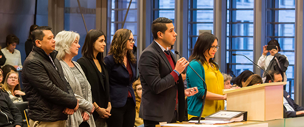 Commisioners testifying at City Council in support of the Welcoming City resolution.