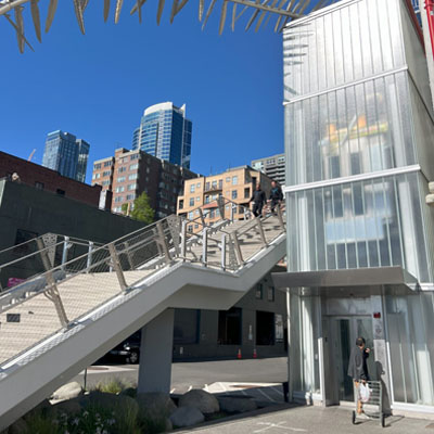 The elevator at Union Street Pedestrian Bridge