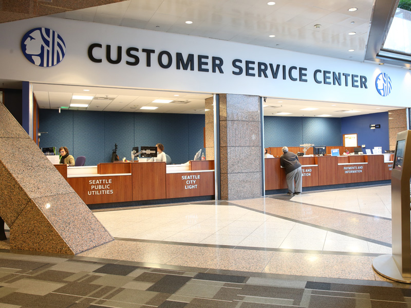 The counters at the Downtown Customer Service Center