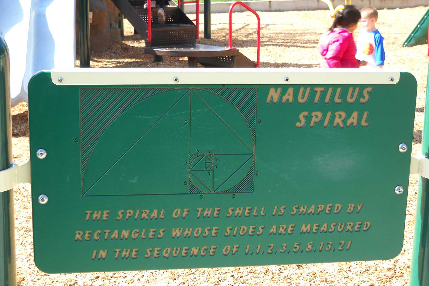 Sign explaining Nautilus Spiral at Brighton Playfield - photo by Laurel Mercury