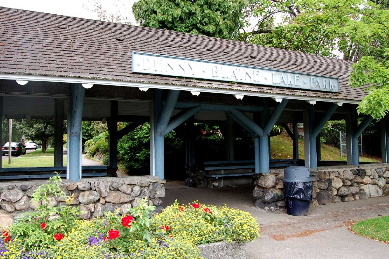 Shelter at Denny Blain Lake Park  - photo by Laurel Mercury