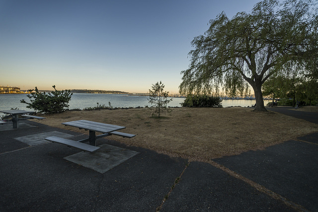 Tables overlook the water