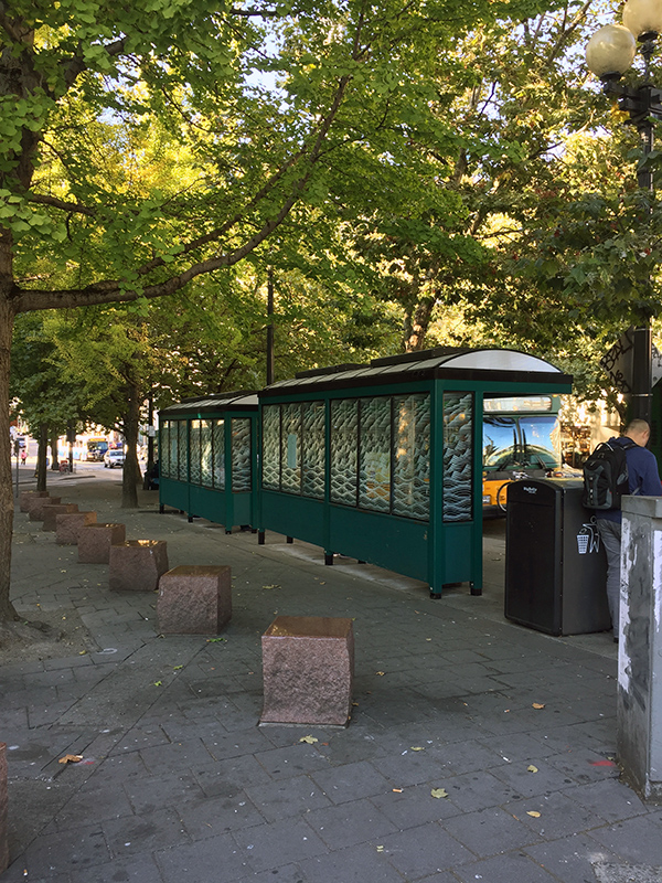 Bus stops next to Union Station Square