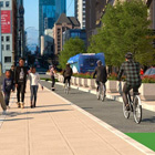 Rendering of a wider bike lane along Pine st over 1-5