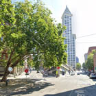 Looking East on Yesler Way in Pioneer Square - Smith Tower is in the distance