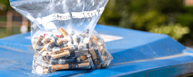 Batteries bagged for pickup.