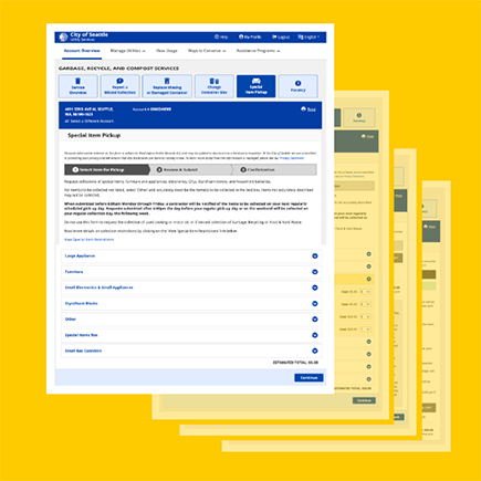 The forms will take you through the list of options of which item you're having picked up, the cost, and scheduling.