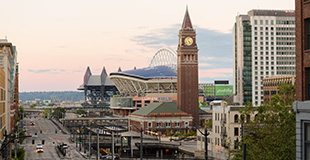 View of Lumen Field and King Street Station