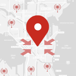 Map with a pin in the middle of it