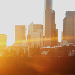 Skyline with sun glare