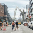 Alaskan Way Viaduct Demolition viewed from Pioneer Square.