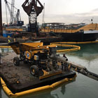 A rock slinger was used to place various sizes of rocks