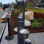 The promenade features water fountains and water bottle filling stations in several locations