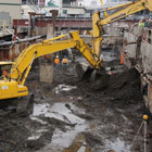 Then we excavated to the old seawall's relieving platform