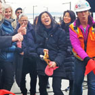 Group shot of ribbon cutting of the new bridge